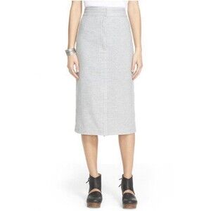 Free People Women Zipline Hidden Front Zipper Slit Gray Longer Pencil Skirt-Sz 8